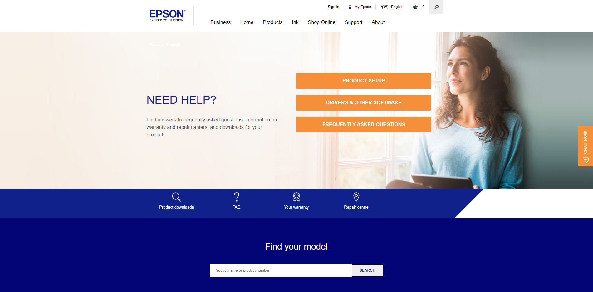 Epson Support - Find Printer Model Screenshot Epson Support - Find Printer Model Screenshot