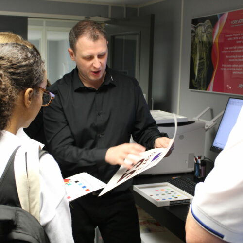 Adam Barr giving demonstration to customers in demo room Adam Barr giving demonstration to customers in demo room