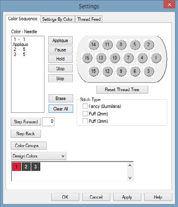 Melco Setting the Color Sequence for an Appliqué Design Melco Setting the Color Sequence for an Appliqué Design